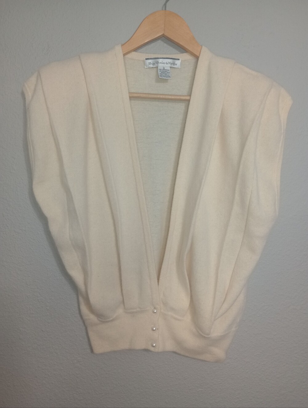 Vintage 80s White Wheeler & Martha Lambswool Blend Sweater Vest Eclectic Grandpa